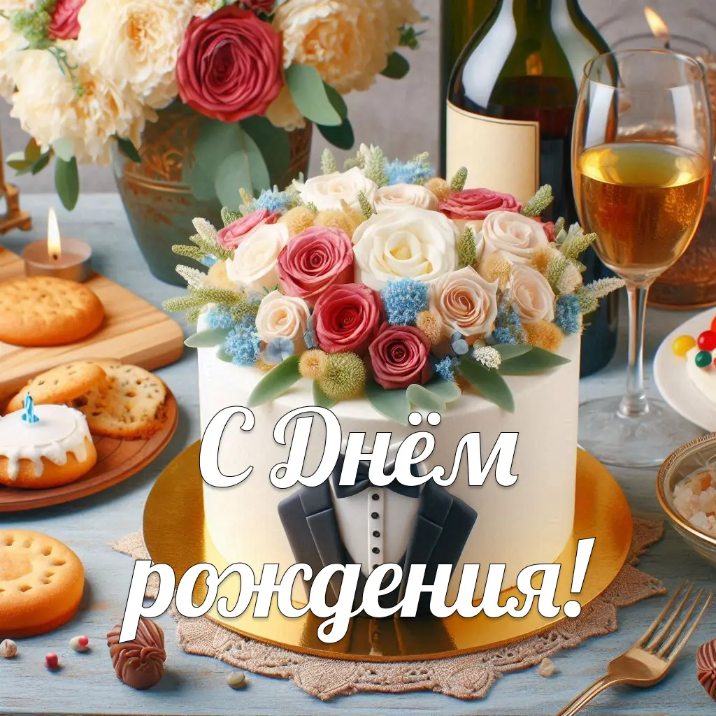 Яркая открытка для мужчины с днём рождения